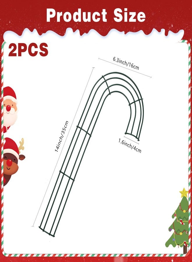 Linsuminn Candy Cane Wreath Frame Christmas Decorations, 14 Inch Metal Wire Wreath Form, 2 Pack Dark Green J Letter Shaped Wreaths Rings for Christmas New Year Front Door Home Outdoor Decor DIY Crafts Supplies - Image 2